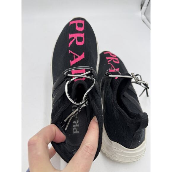 Size 4.5 - Prada Knit Fabric Sneakers Black - Picture 3 of 9